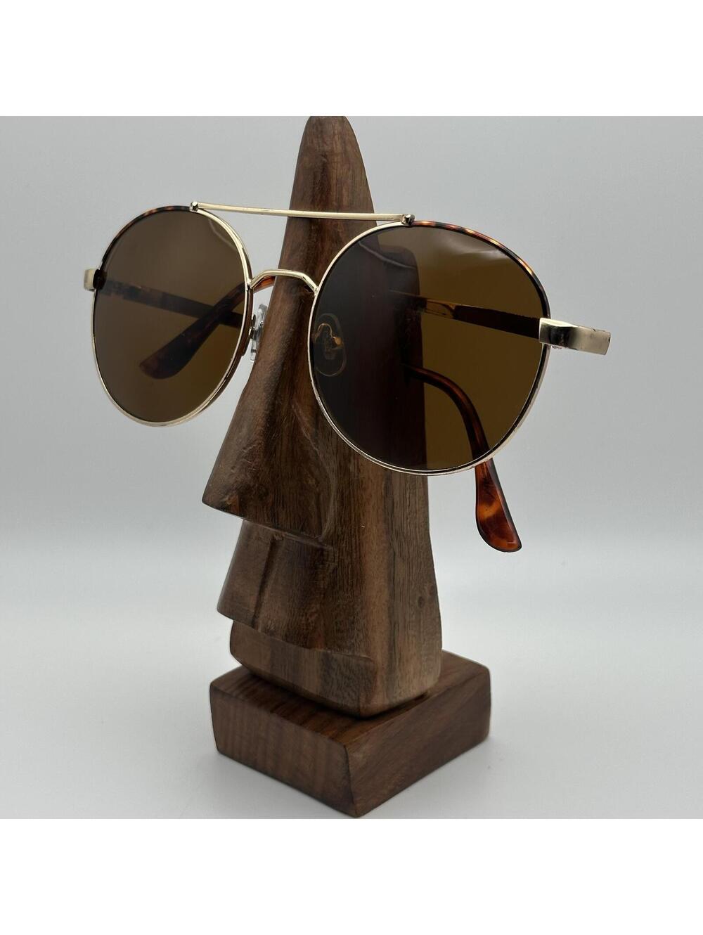 Oscar de la Renta Round Metal Aviator Gold Tone Sunglasses Brown Lenses - Picture 2 of 12